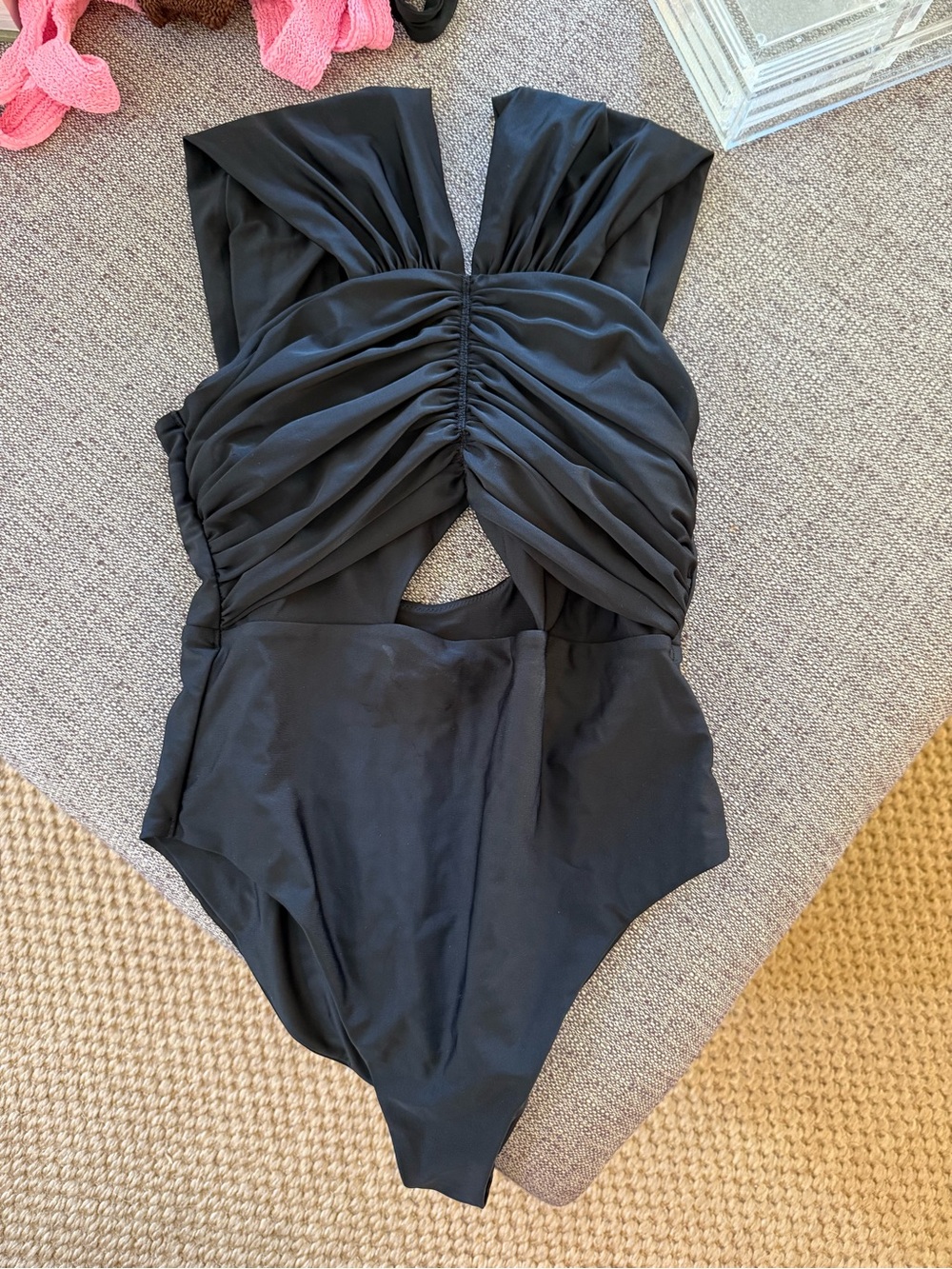 Black Ruched One-Piece Swimsuit